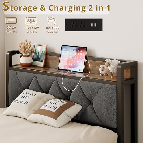 ANCTOR Twin XL Bed Frame with Storage Headboard