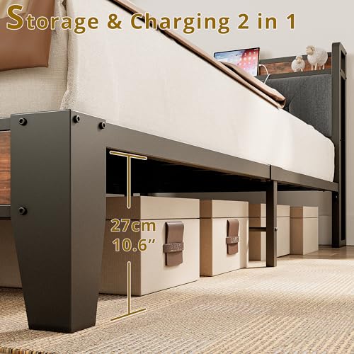 ANCTOR Twin XL Bed Frame with Storage Headboard