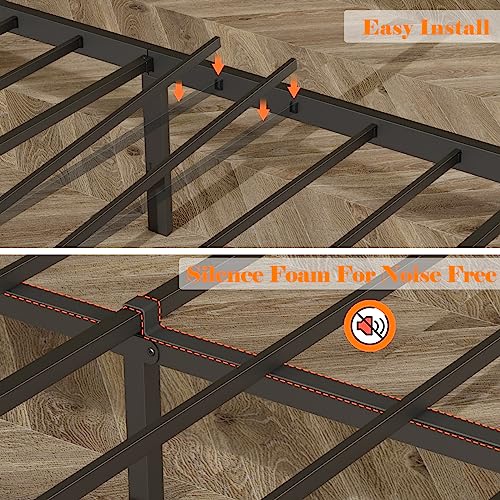 Industrial Queen Bed Frame with Charging, Storage & RGB LED Lights