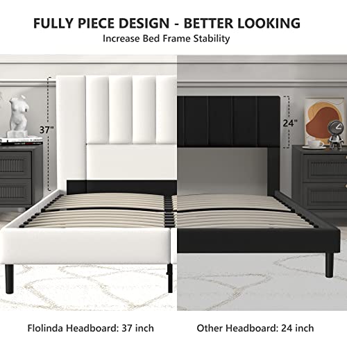 Flolinda Velvet Upholstered Platform Bed Frame, Full Size
