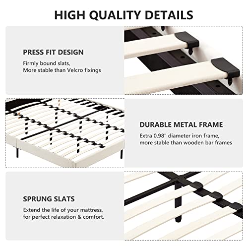 Flolinda Velvet Upholstered Platform Bed Frame, Full Size