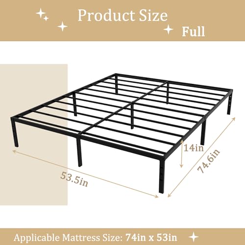 Joceret 14 Full Size Metal Bed Frame, Black