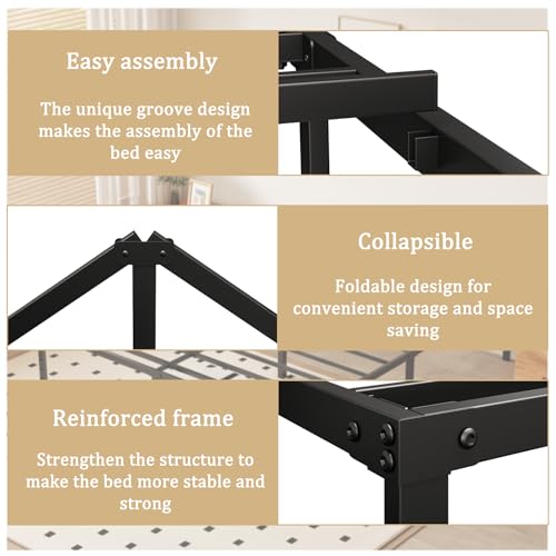 Joceret 14 Full Size Metal Bed Frame, Black