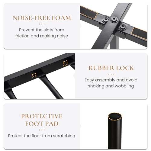 Queen Size Metal Platform Bed Frame with Victorian Headboard