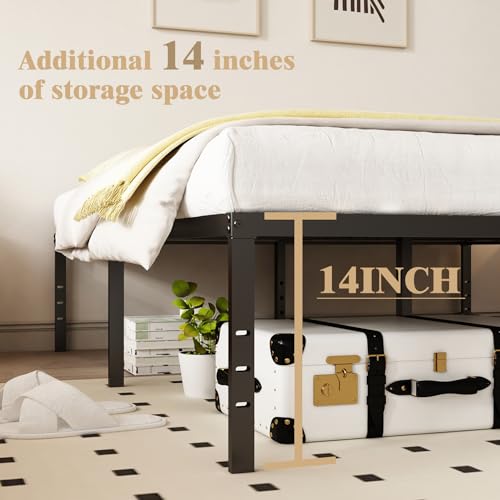 Joceret 14 Full Size Metal Bed Frame, Black