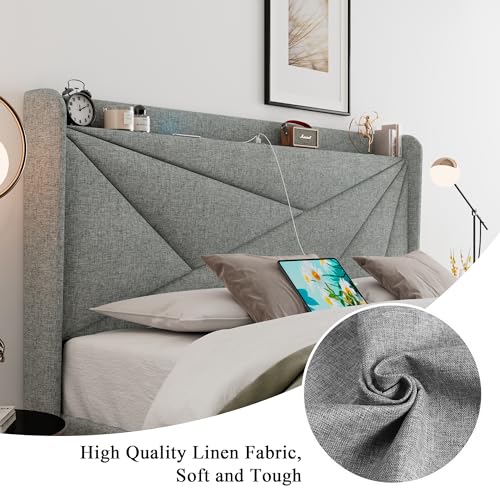 Feonase Queen Bed Frame with USB Ports & Storage