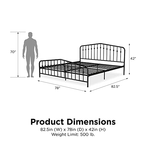 King size Black Metal Platform Bed Frame with Headboard