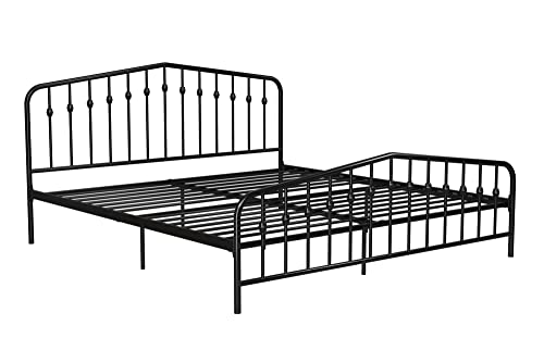 King size Black Metal Platform Bed Frame with Headboard