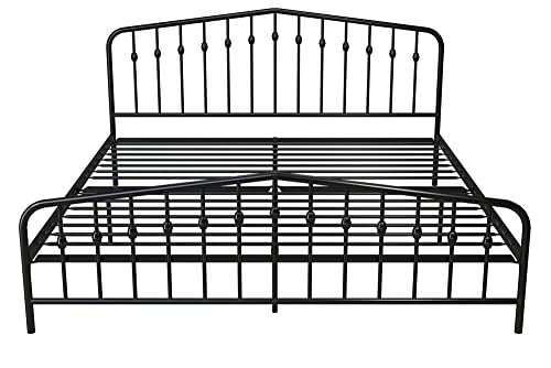 King size Black Metal Platform Bed Frame with Headboard