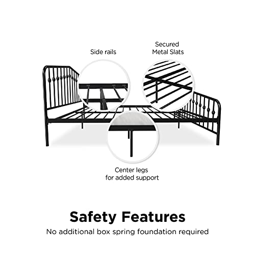 King size Black Metal Platform Bed Frame with Headboard