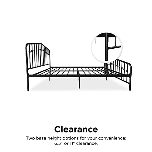 King size Black Metal Platform Bed Frame with Headboard