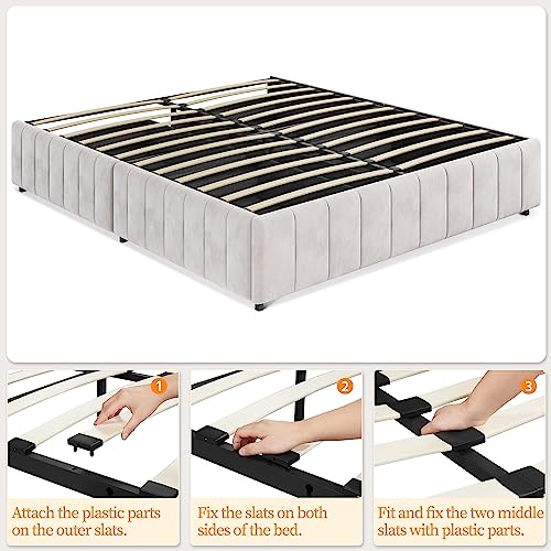 Yaheetech Queen Bed Frame with 4 Storage Drawers