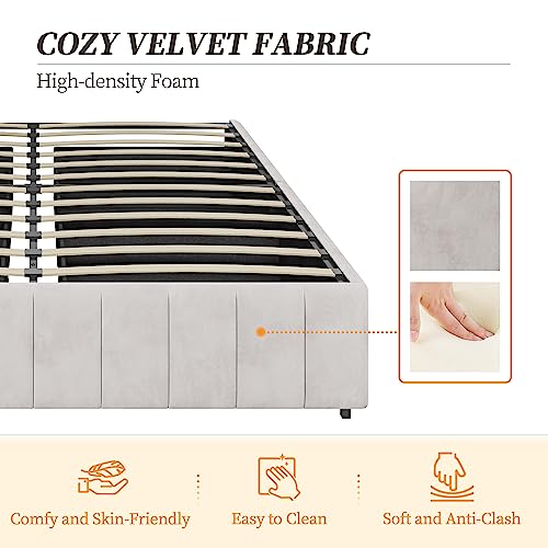 Yaheetech Queen Bed Frame with 4 Storage Drawers