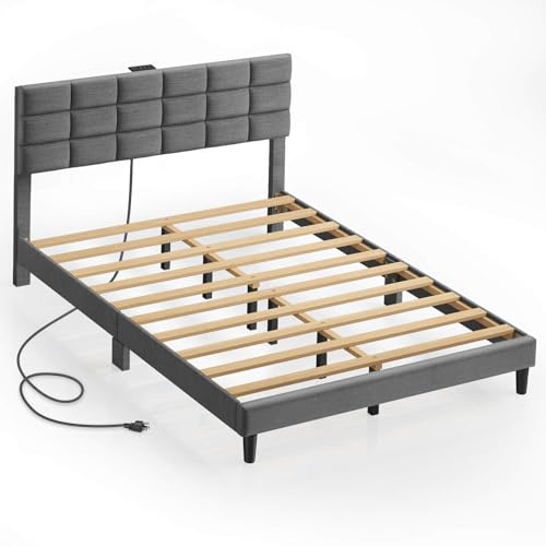 Seventable Full Bed Frame with Charging Station & Storage