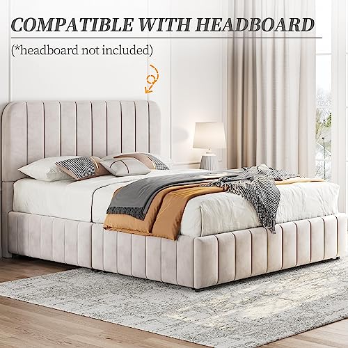 Yaheetech Queen Bed Frame with 4 Storage Drawers