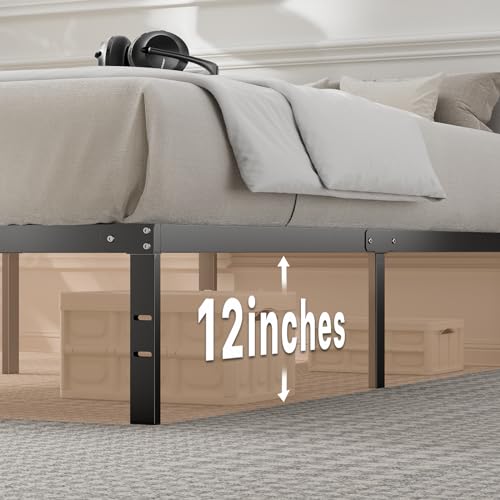 Twin Size Metal Platform Bed Frame with Storage