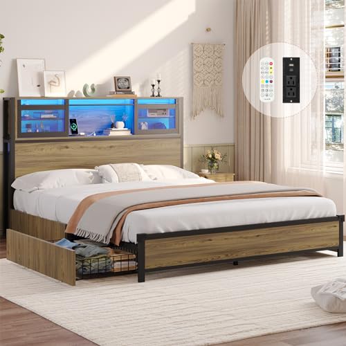 Full Size Bed Frame with USB Charging Station