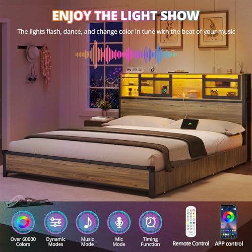 Full Size Bed Frame with USB Charging Station