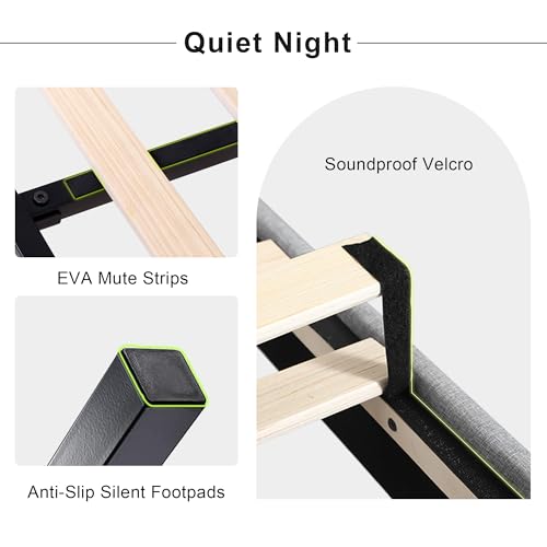 Queen Modern Wingback Bed Frame - Storage Space Included