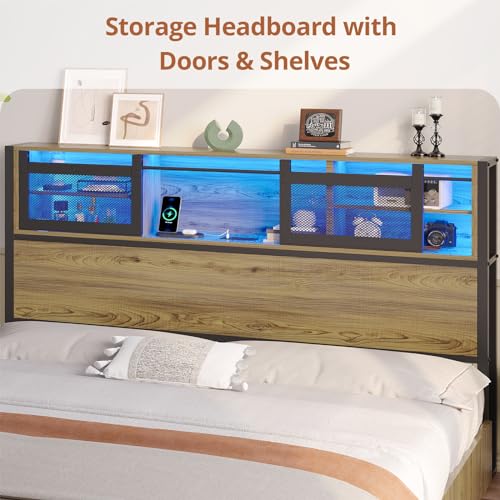 Full Size Bed Frame with USB Charging Station