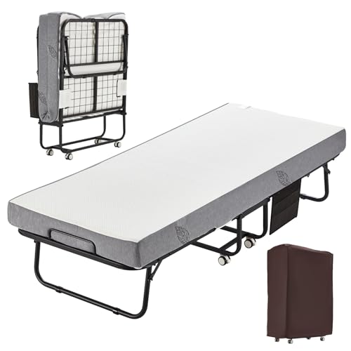 MELLCOM Portable Folding Bed with 5 Inch Foam Mattress