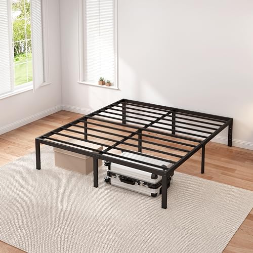 Queen Metal Platform Bed Frame, 14 Inch, Storage