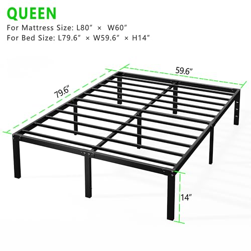 Queen Metal Platform Bed Frame, 14 Inch, Storage