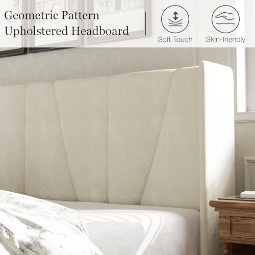 HAOARA Queen Size Velvet Upholstered Bed Frame, Contemporary