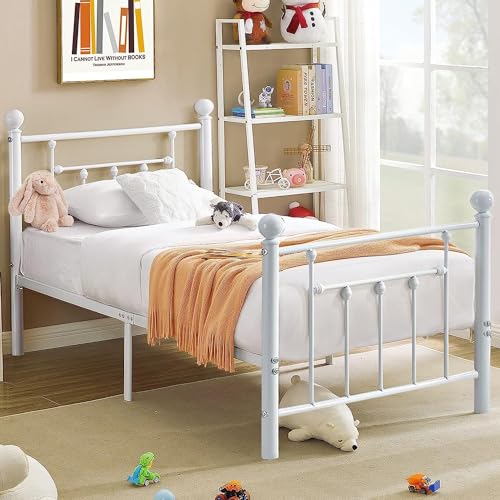 VECELO Twin Metal Bed Frame with Head/Footboard, Slat Support