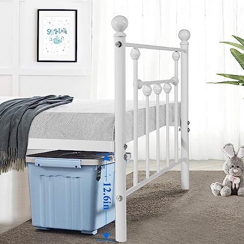 VECELO Twin Metal Bed Frame with Head/Footboard, Slat Support