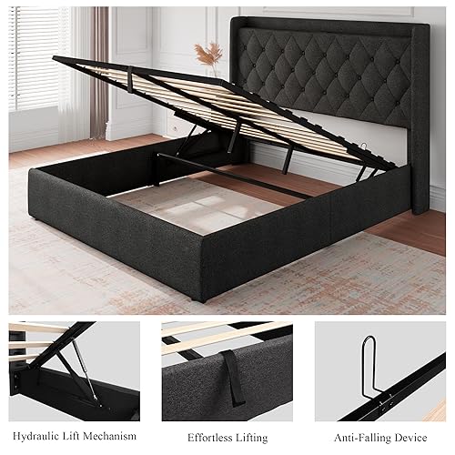 Full Size Lift Up Storage Bed with Charging Ports