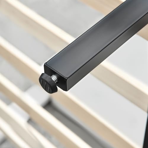 Grey Linen Upholstered King Size Bed Frame with Nail Headboard