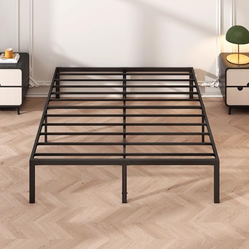 Black Full Size Metal Platform Bed Frame with Storage
