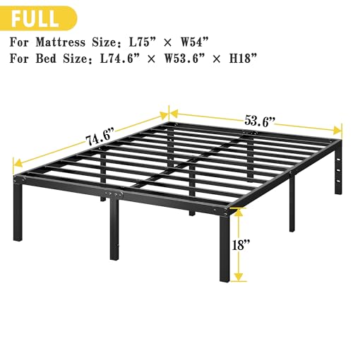 Black Full Size Metal Platform Bed Frame with Storage