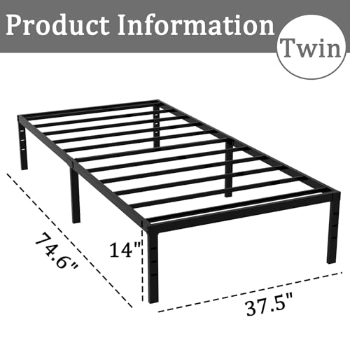Sturdy Metal Twin Bed Frame - No Box Spring Needed