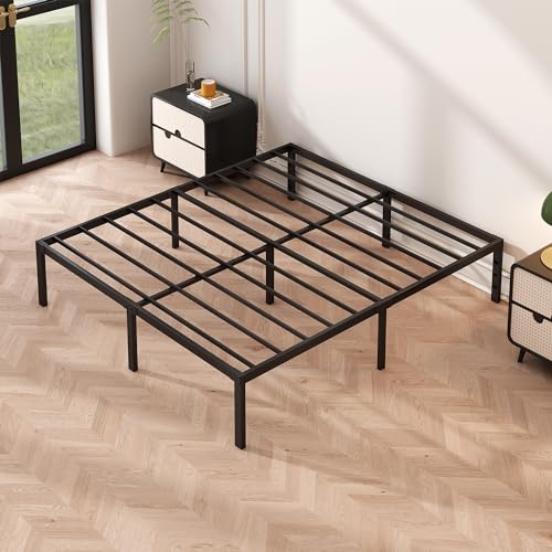 Black Full Size Metal Platform Bed Frame with Storage