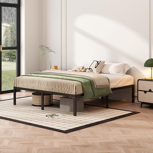 Black Full Size Metal Platform Bed Frame with Storage