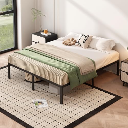 Black Full Size Metal Platform Bed Frame with Storage