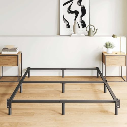 Queen Size Metal Bed Frame, Headboard Attachable, Black