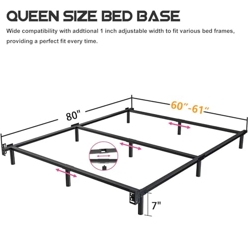 Queen Size Metal Bed Frame, Headboard Attachable, Black