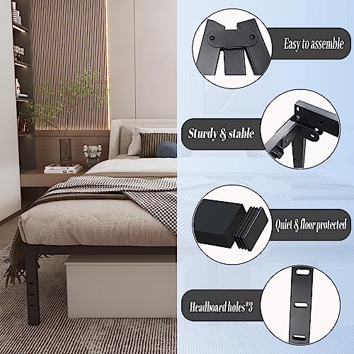 Chezisam Queen Steel Slat Bed Frame - Black