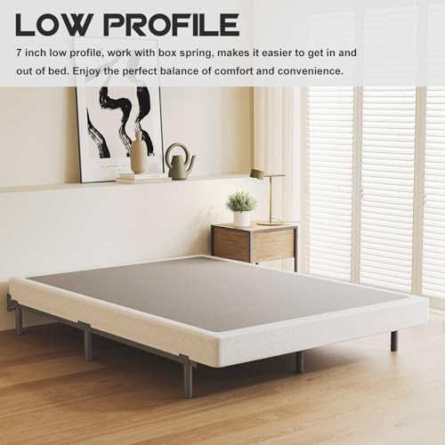 Queen Size Metal Bed Frame, Headboard Attachable, Black