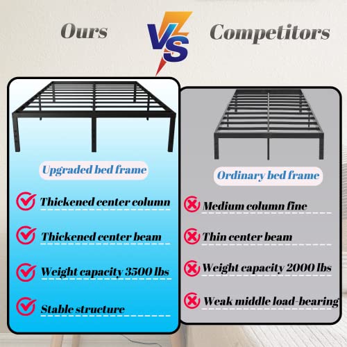 Chezisam Queen Steel Slat Bed Frame - Black