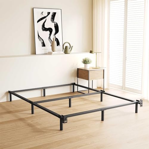 Queen Size Metal Bed Frame, Headboard Attachable, Black