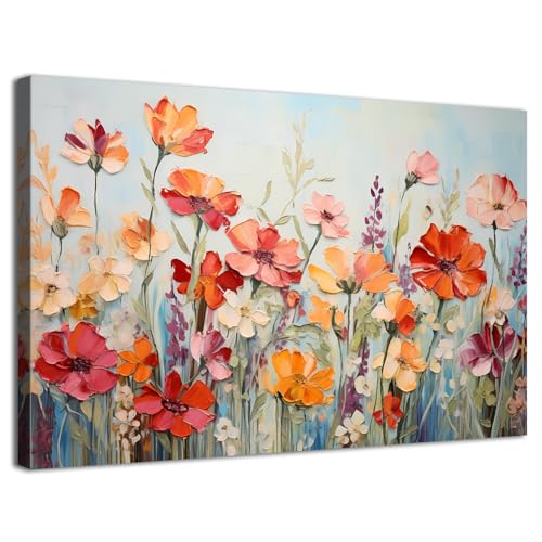 Colorful Wildflower Canvas Wall Art, 12x16" - Abstract Nature