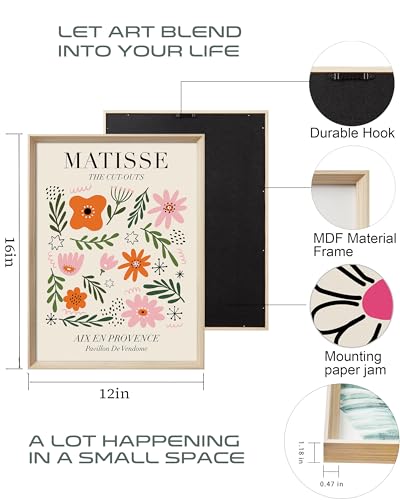 Abstract Henri Matisse Canvas Wall Art Set, 12x16in