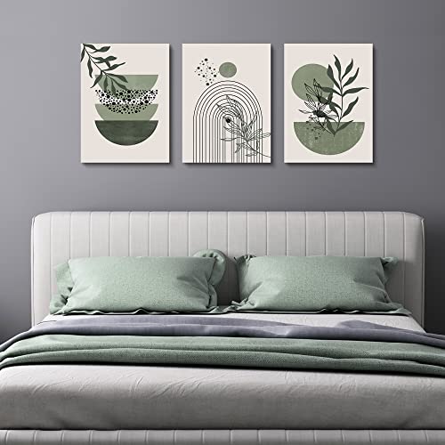 Set of 3 Sage Green Boho Wall Art