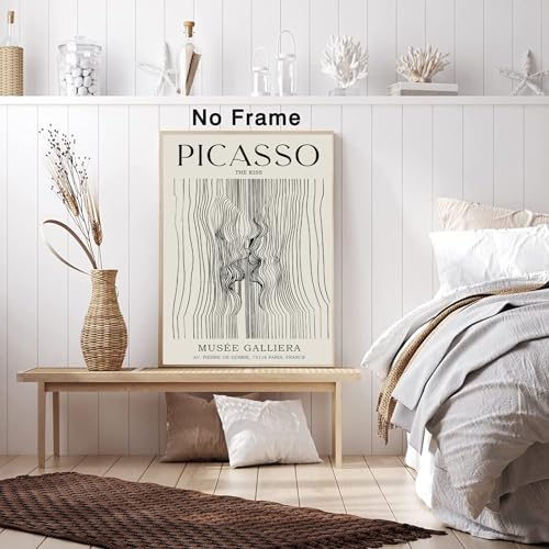 Neutral Beige Abstract Kissing Couple Wall Art Print