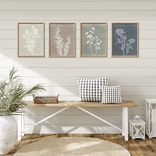 Set of 4 Botanical Prints in Rustic Frames