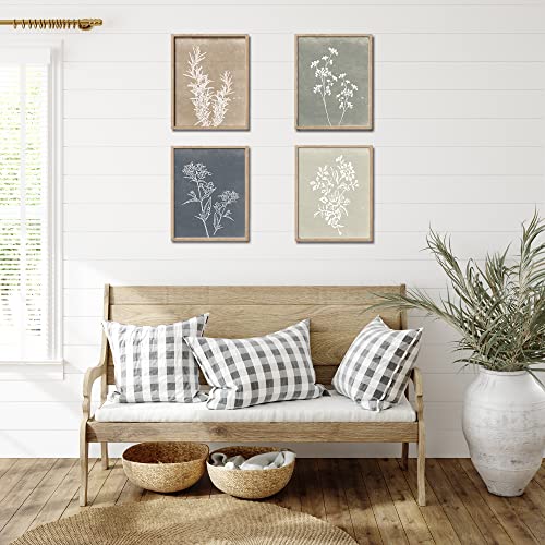 Set of 4 Botanical Prints in Rustic Frames